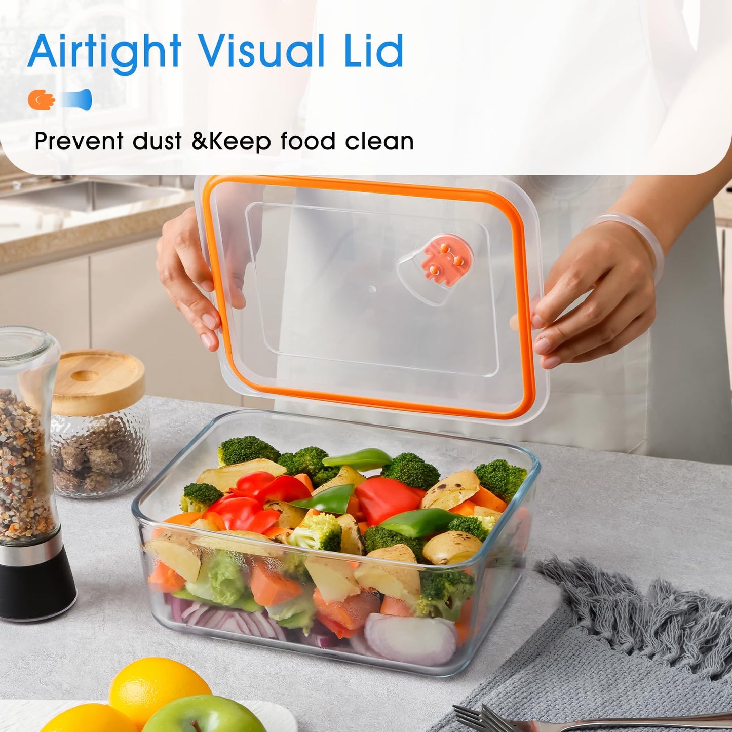 NUTRIUPS 2.6QT Deep Glass Baking Dish with Lid,(9×7in )Deep Rectangular Glass Baking Dish for Oven