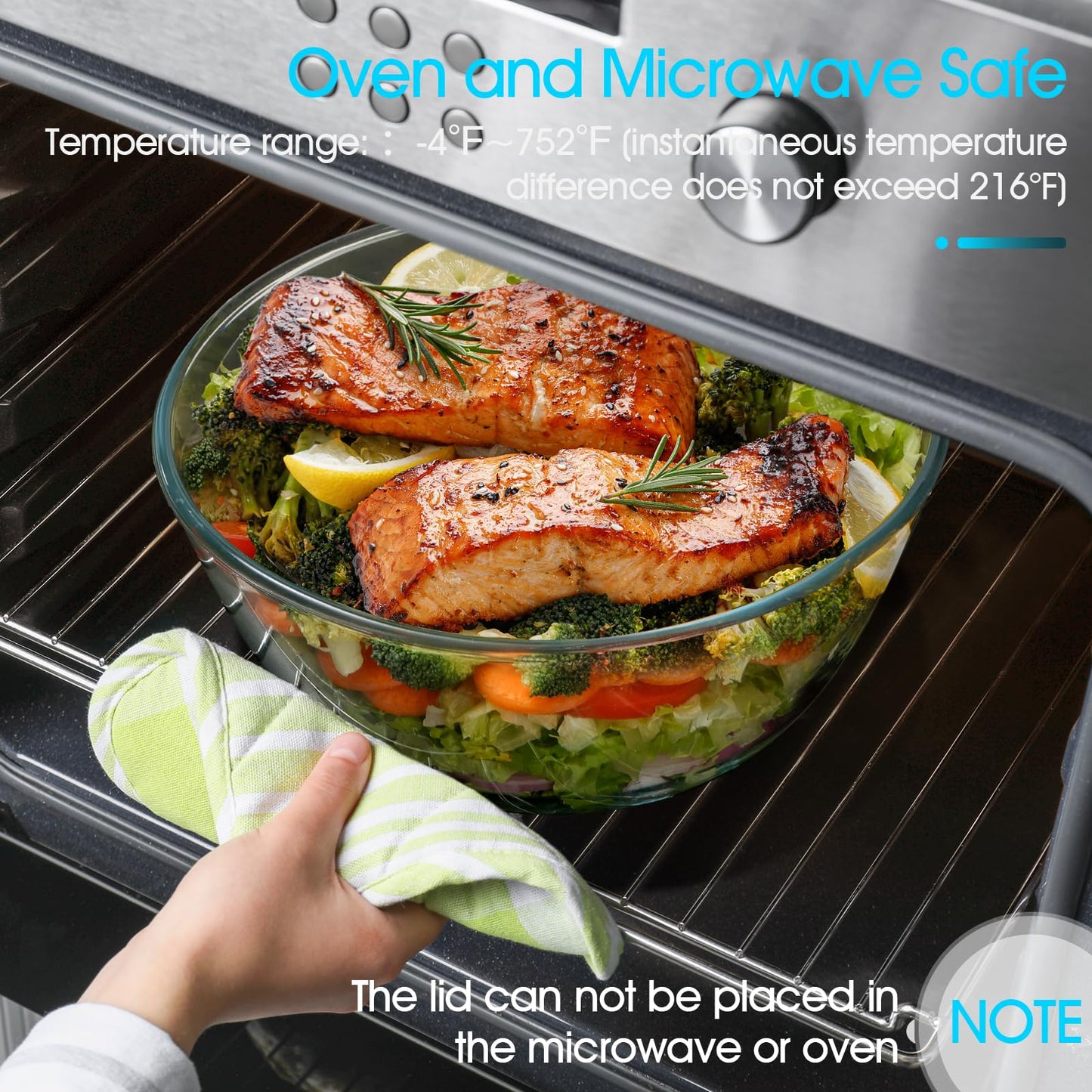 NUTRIUPS 4.7 Quart Large Glass Mixing Bowl with Lid, Deep Big Glass Bowl Large Glas Salad Bowl