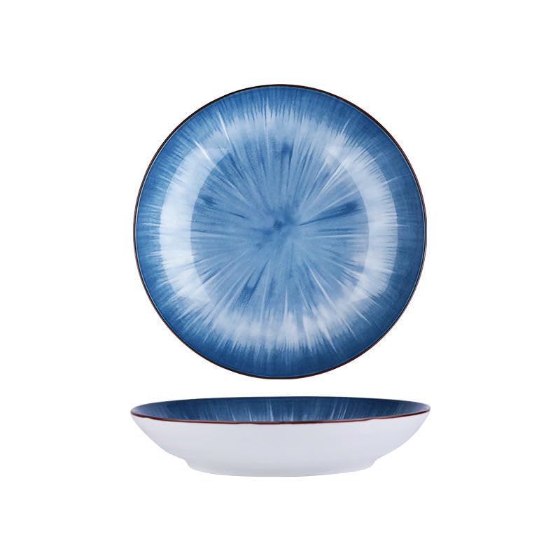 NUTRIUPS 10.5''Dinner Plates Set of 4, 26.5cm Dinner Plates Ceramic, Salad Plates, Blue Plates-Microwave & Dishwasher Safe