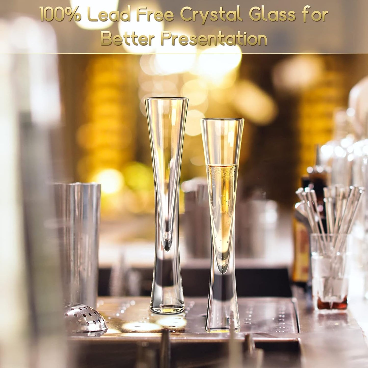 NUTRIUPS Hand Blown 5oz-2 Pack Champagne Flutes Glasses