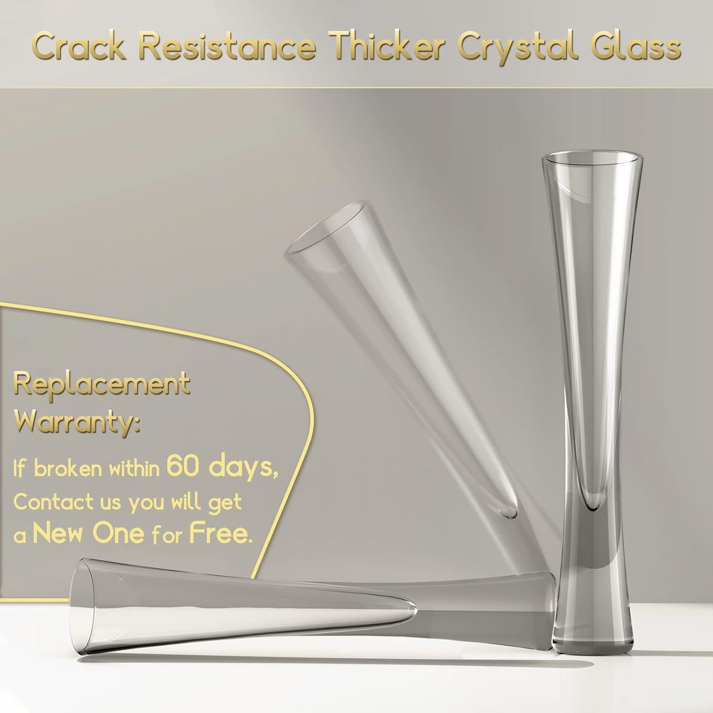 NUTRIUPS Hand Blown 5oz-2 Pack Champagne Flutes Glasses