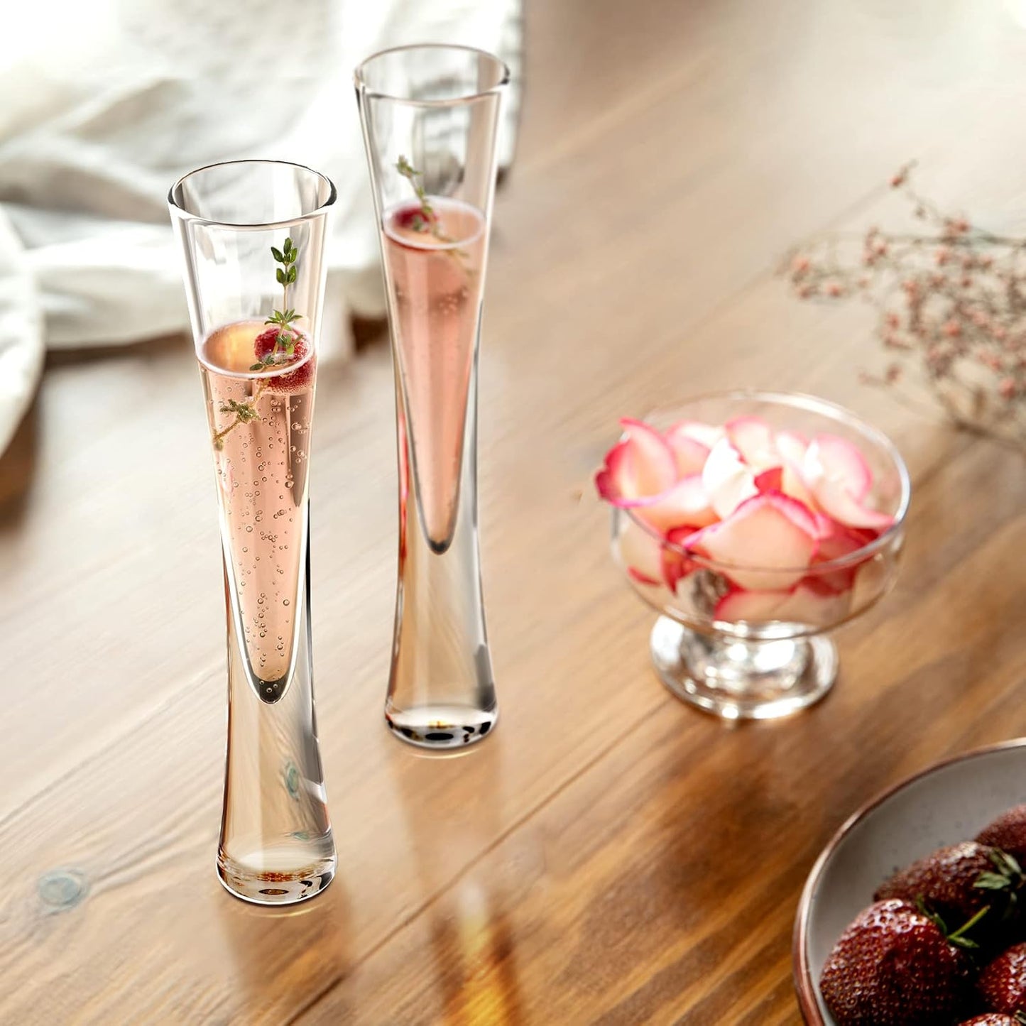 NUTRIUPS Hand Blown 5oz-2 Pack Champagne Flutes Glasses