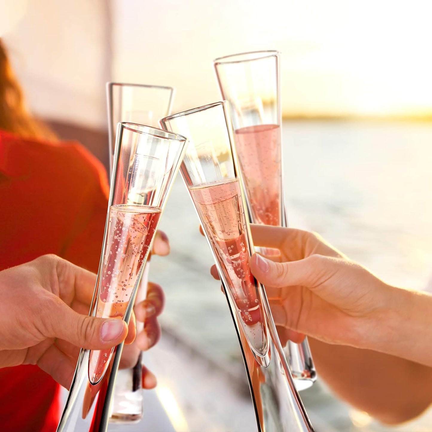 NUTRIUPS Hand Blown 5oz-2 Pack Champagne Flutes Glasses