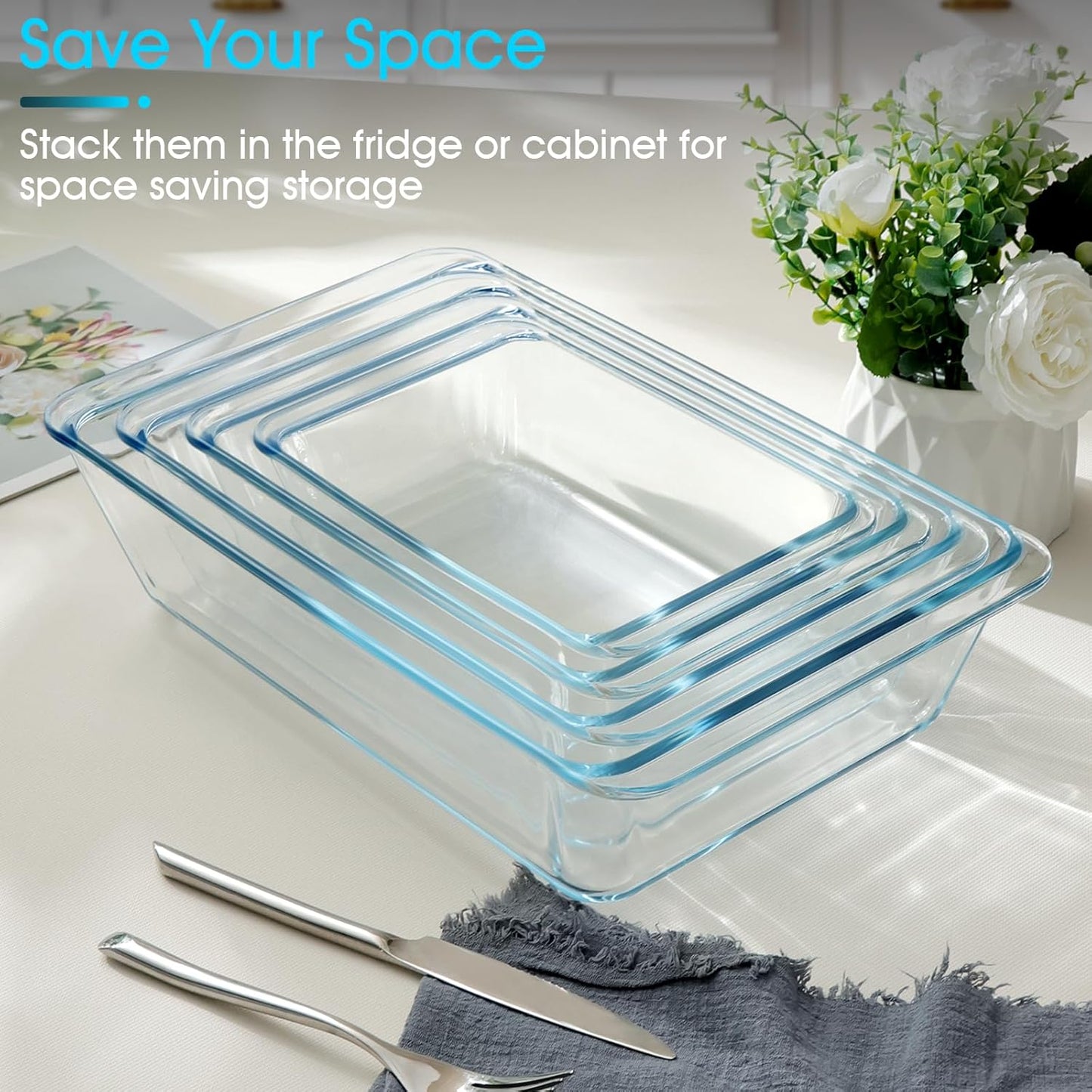 NUTRIUPS 2.4QT Deep Glass Baking Dish (9.5×7inches)