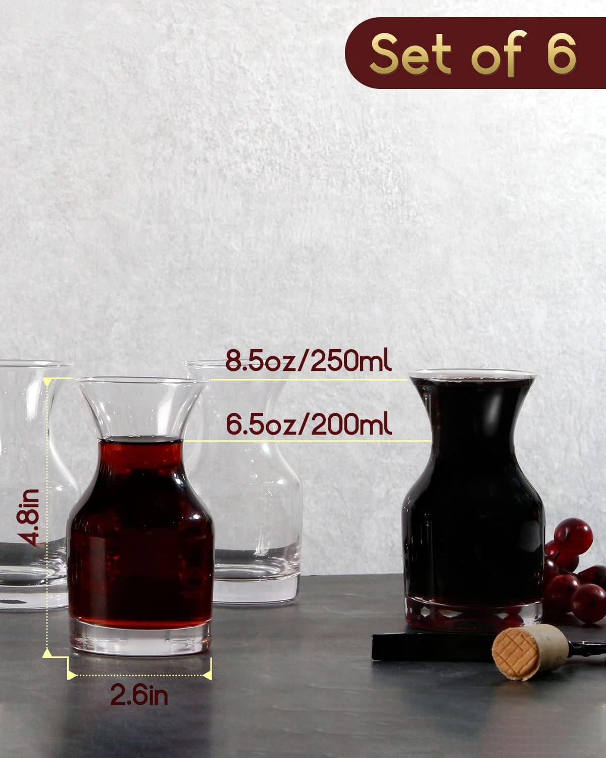 NUTRIUPS Small Individual Wine Decanter (Set of 6 8.5oz)
