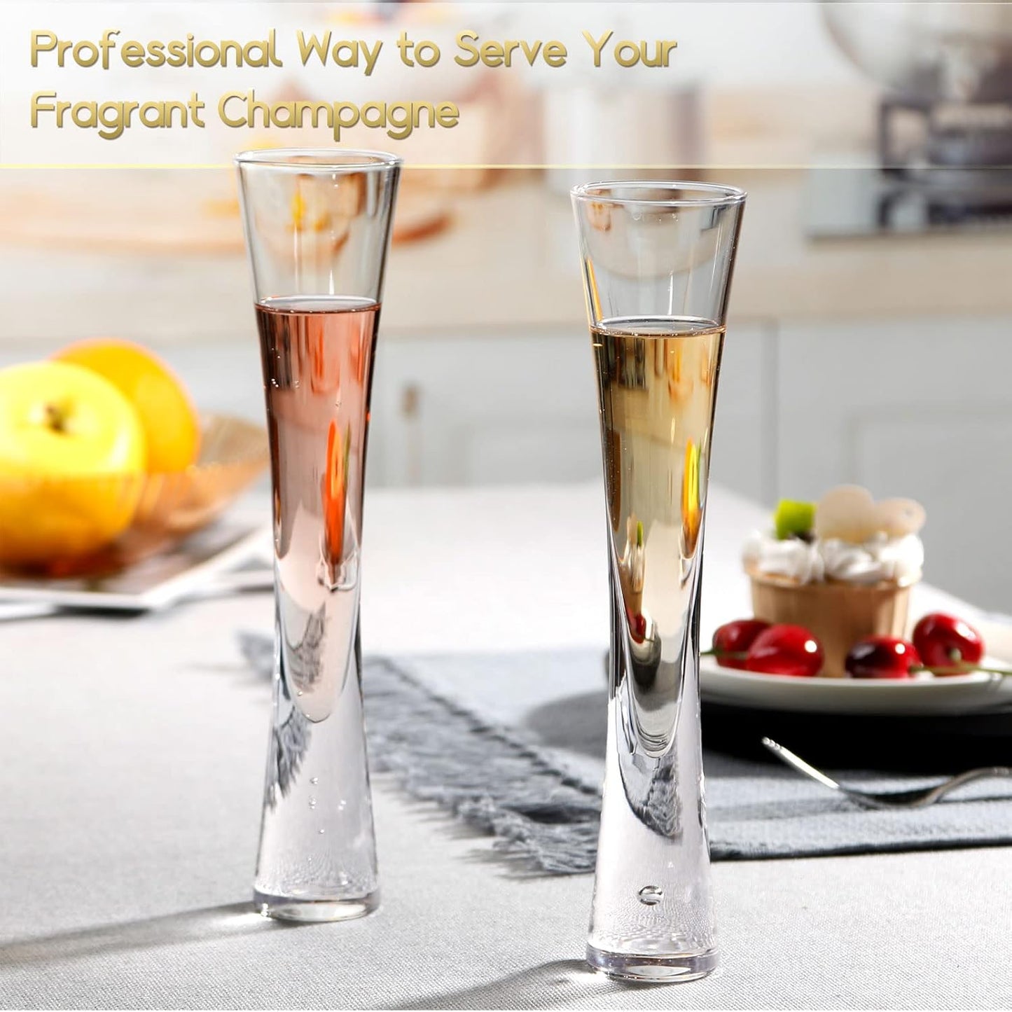 NUTRIUPS Champagne Flutes Glasses (Clear)