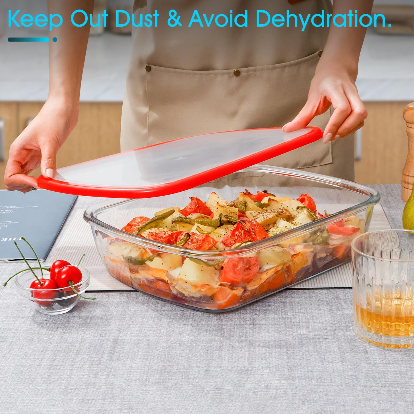3 QT Rectangle Glass Baking Dish with Lid, 9x11-Inch Glass Pan for Cooking, LARGE and DEEP Baking Dish for Oven