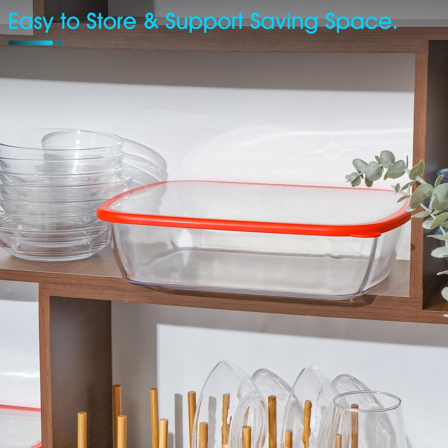 3 QT Rectangle Glass Baking Dish with Lid, 9x11-Inch Glass Pan for Cooking, LARGE and DEEP Baking Dish for Oven