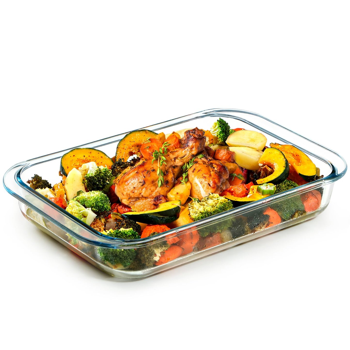 NUTRIUPS Glass Baking Dish Set for Oven, 3.7QT Glass Pan for Cooking,3.5L Rectangular Bakeware Glass Casserole Dish