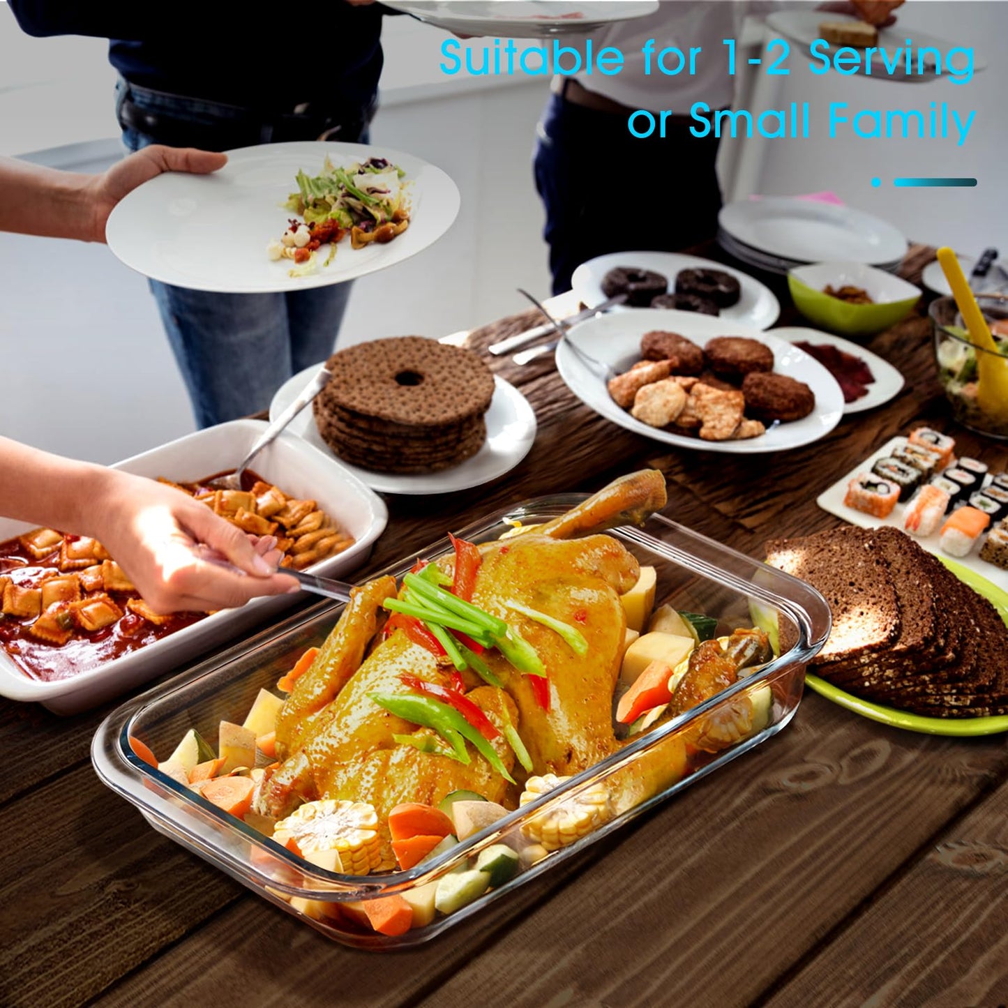 NUTRIUPS Glass Baking Dish Set for Oven, 3.7QT Glass Pan for Cooking,3.5L Rectangular Bakeware Glass Casserole Dish