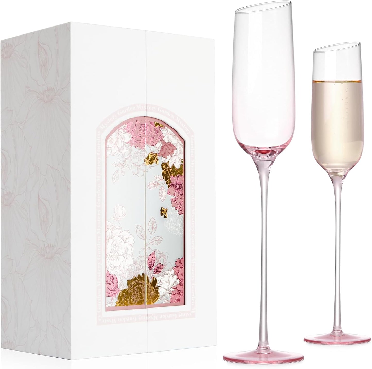 NUTRIUPS Pink Champagne Flutes Glasses