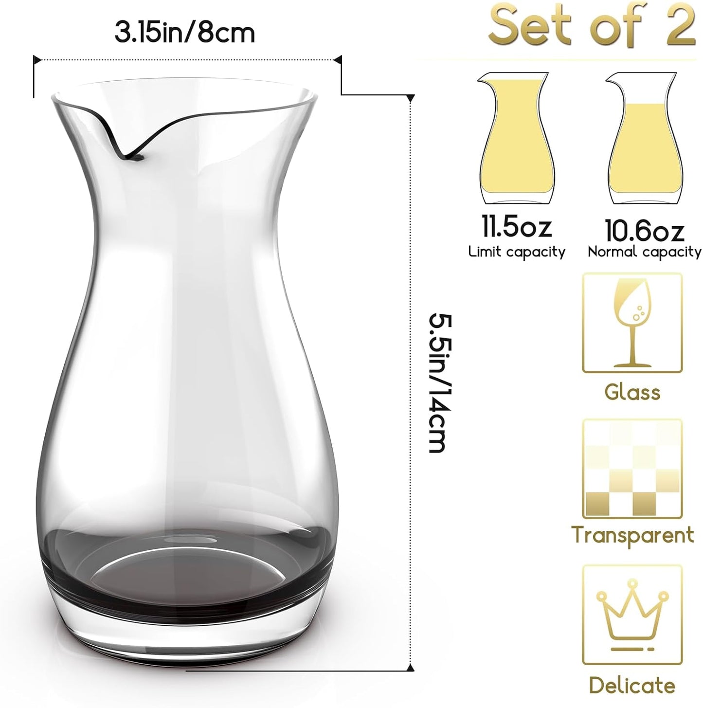 Set of 2 (11.5oz) Small Individual Wine Decanter