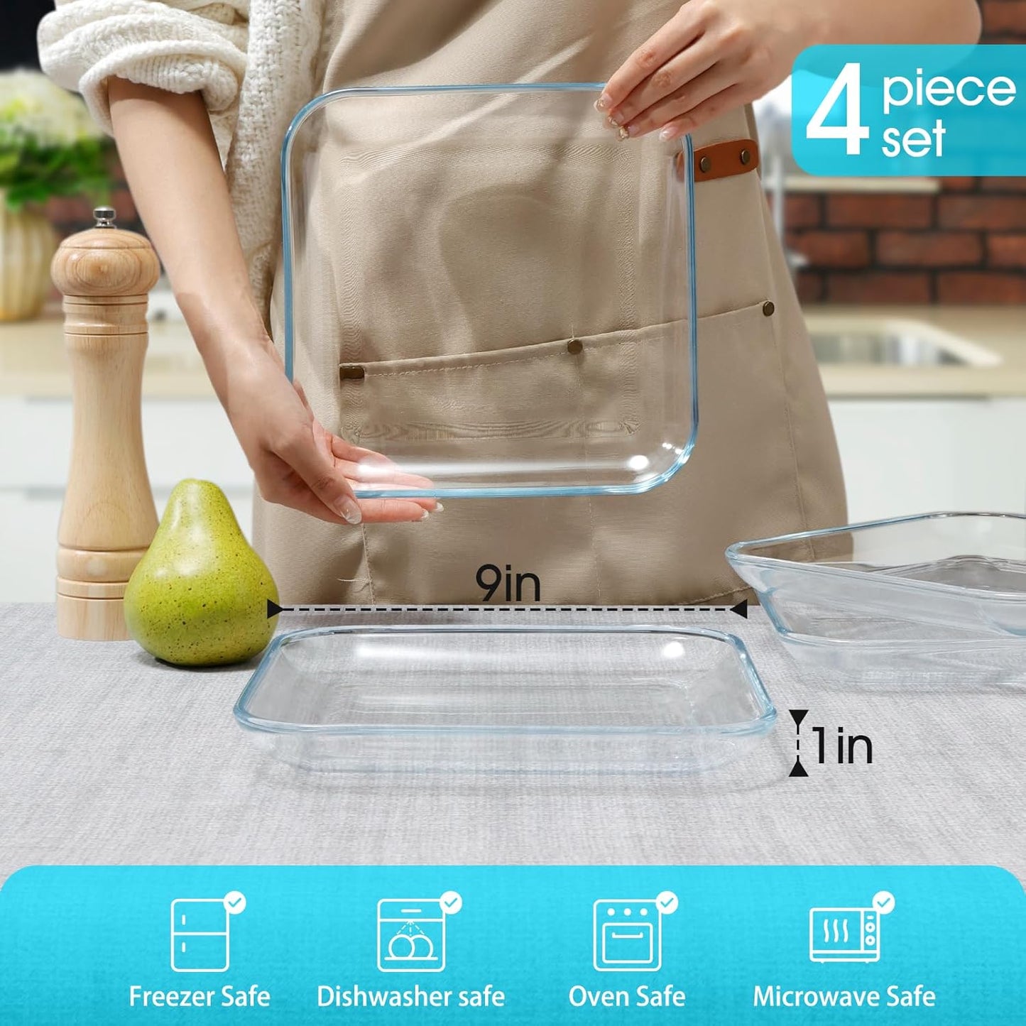 NUTRIUPS Clear Glass Plates (9" (Set of 4))