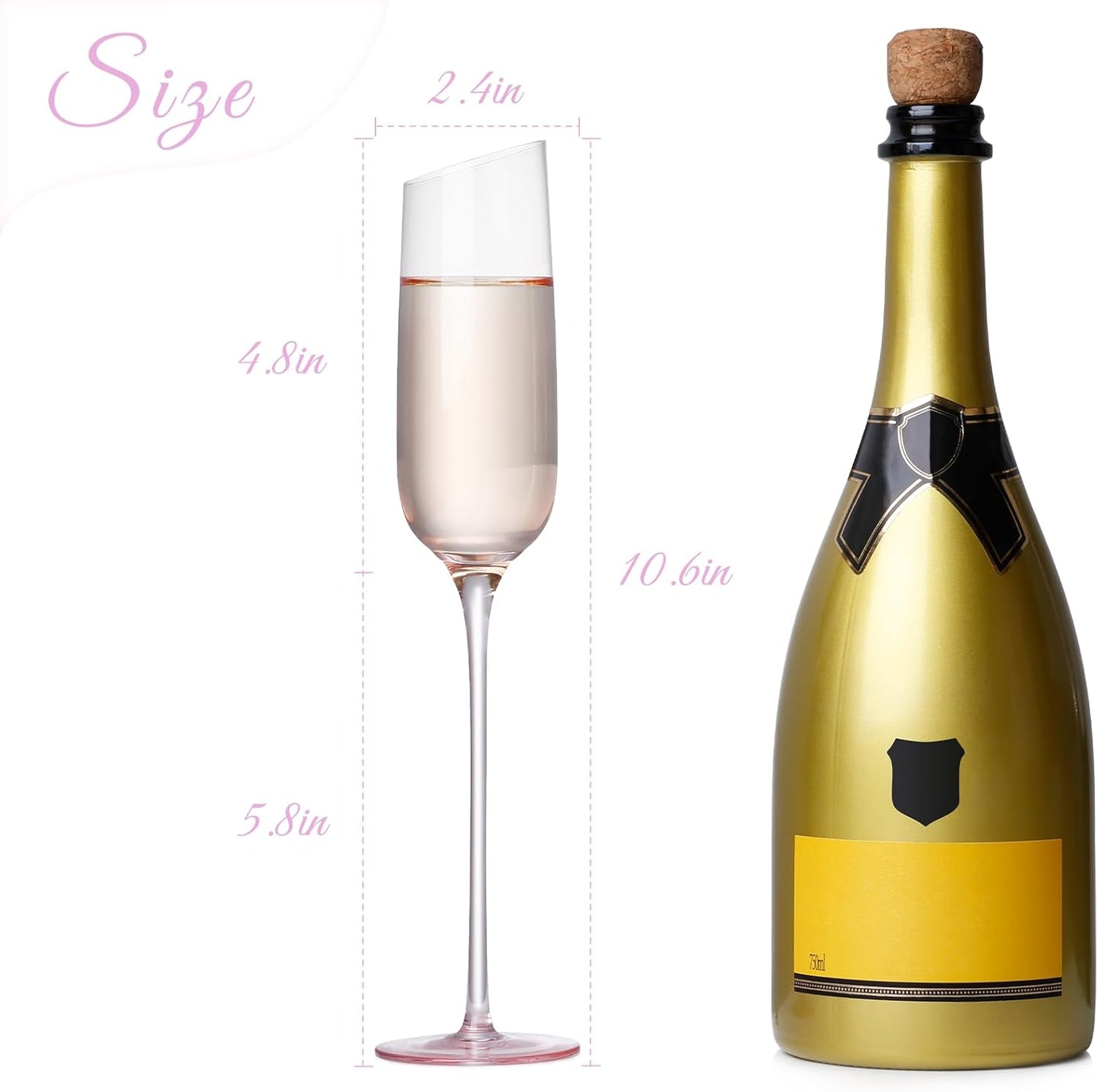 NUTRIUPS Pink Champagne Flutes Glasses