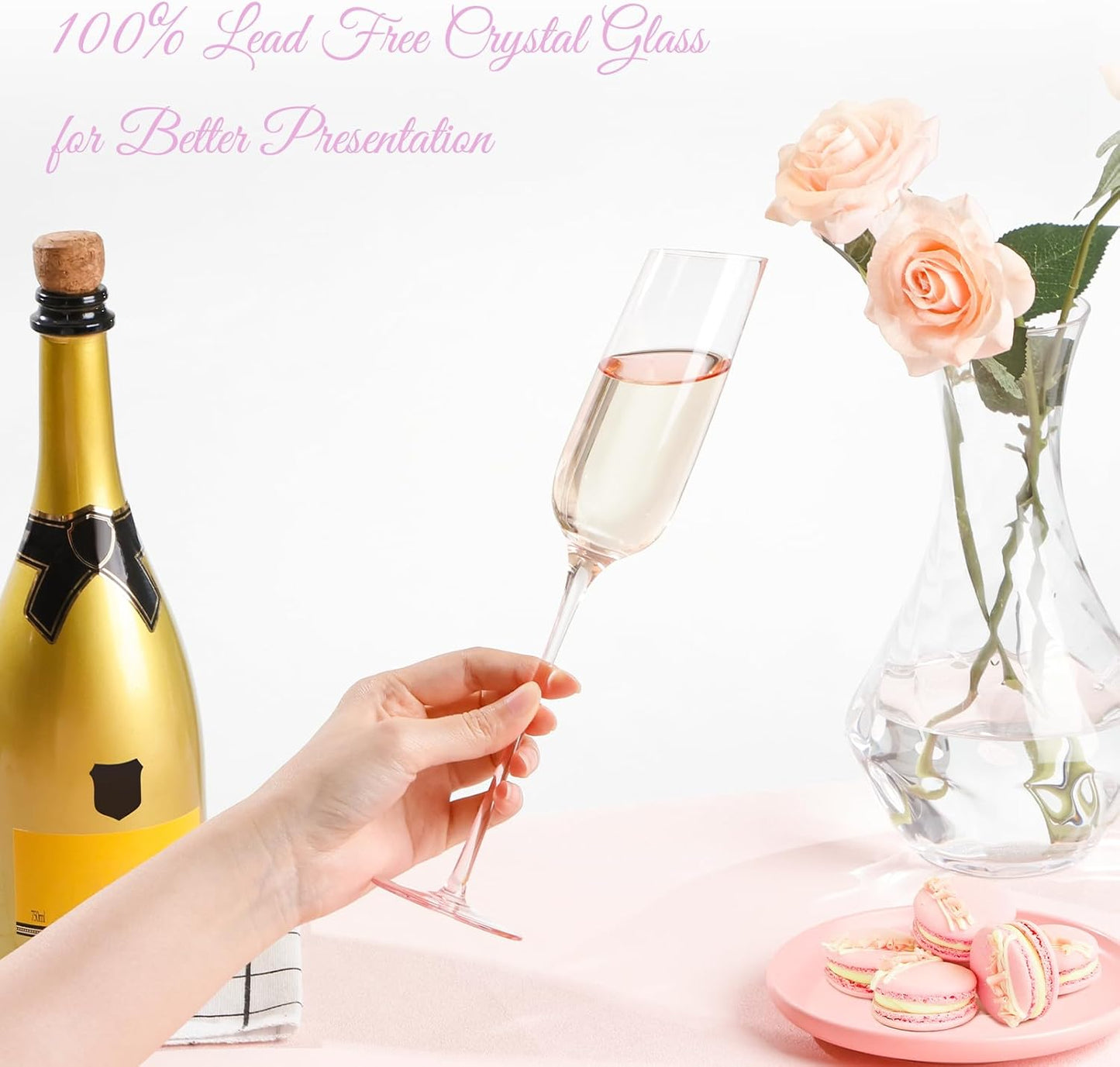 NUTRIUPS Pink Champagne Flutes Glasses