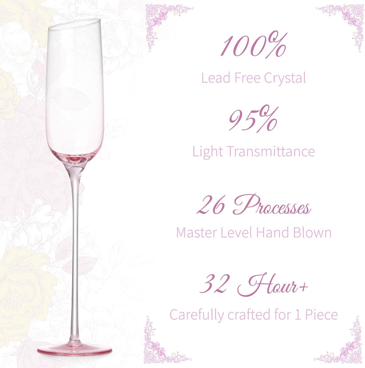 NUTRIUPS Pink Champagne Flutes Glasses