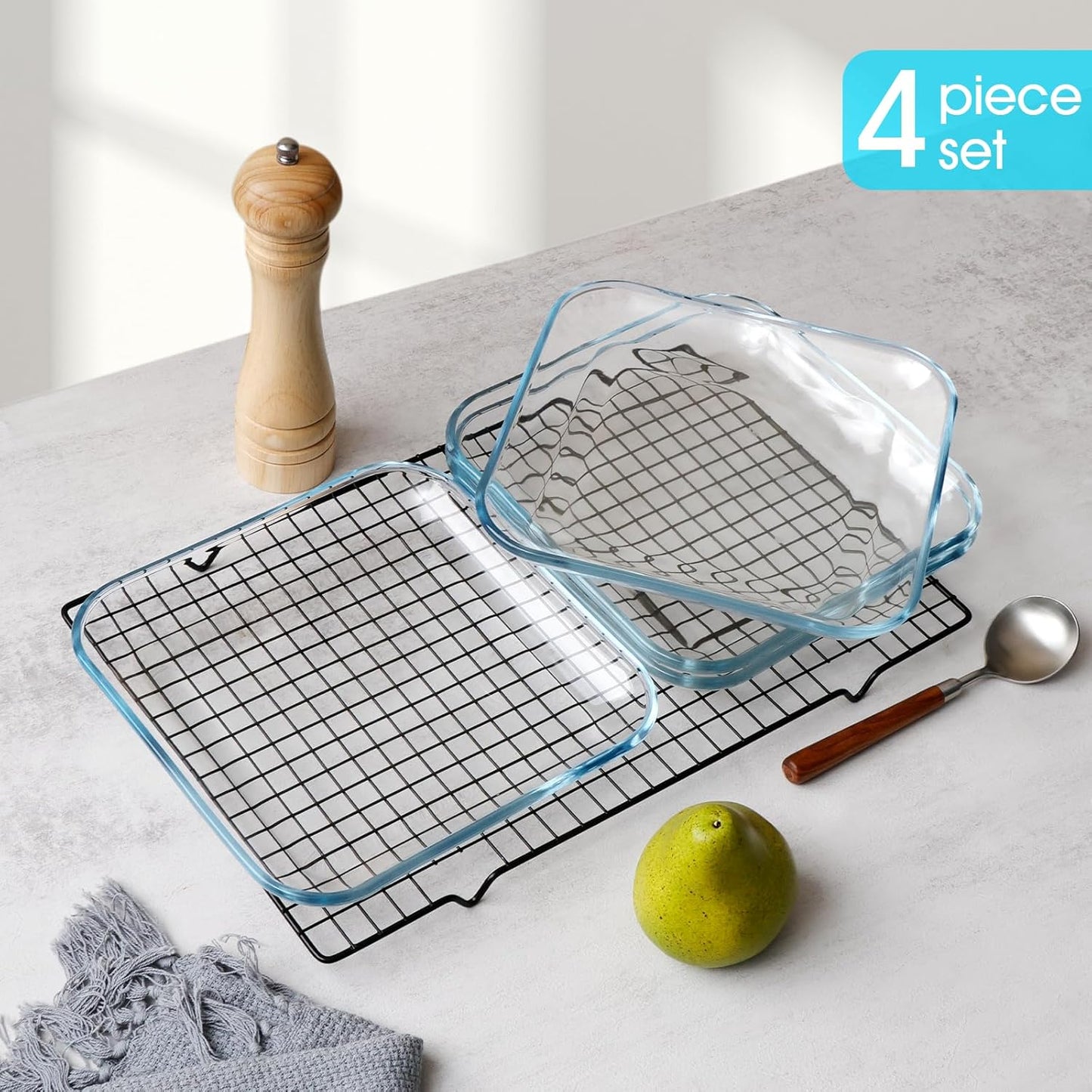 NUTRIUPS Clear Glass Plates (9" (Set of 4))