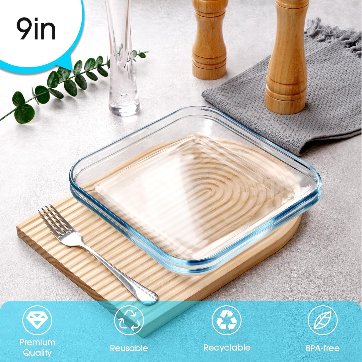 NUTRIUPS Clear Glass Plates (9" (Set of 4))