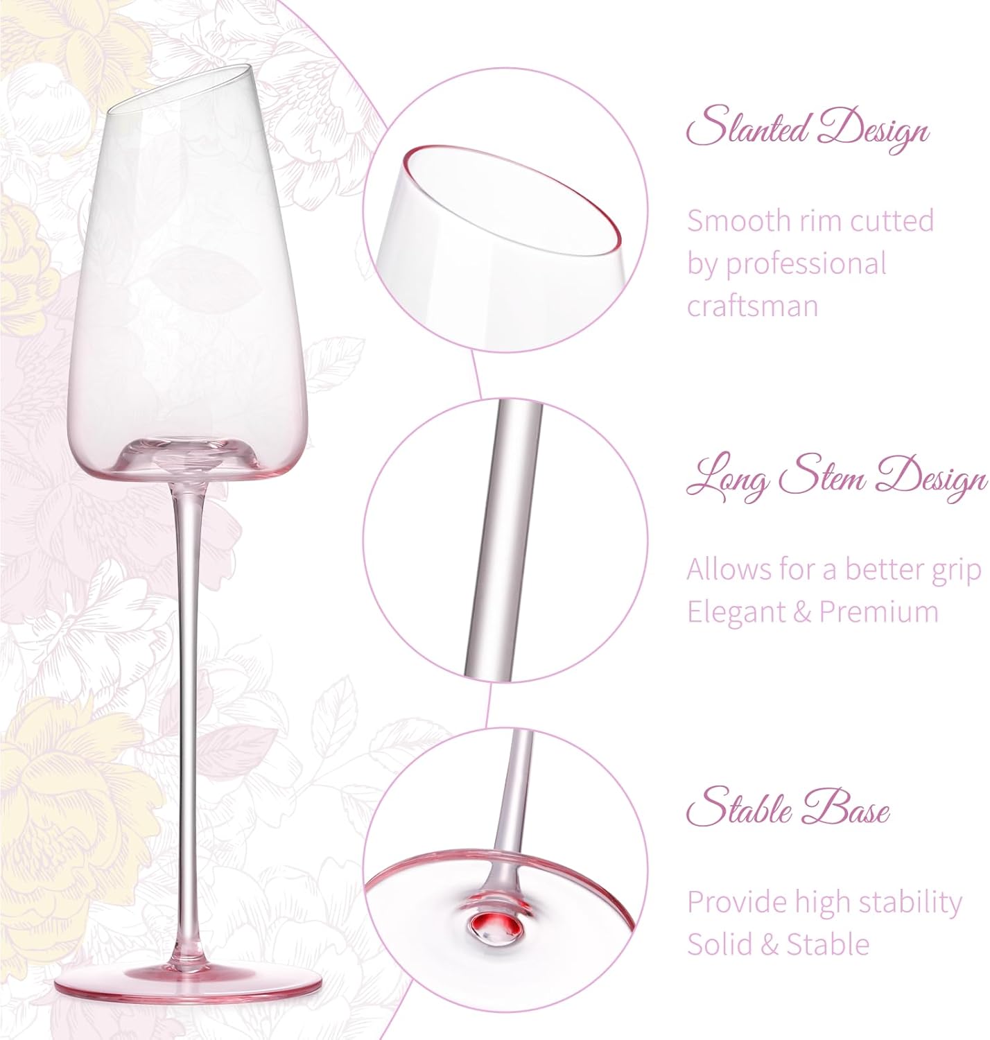 NUTRIUPS Pink Champagne Flutes Glasses