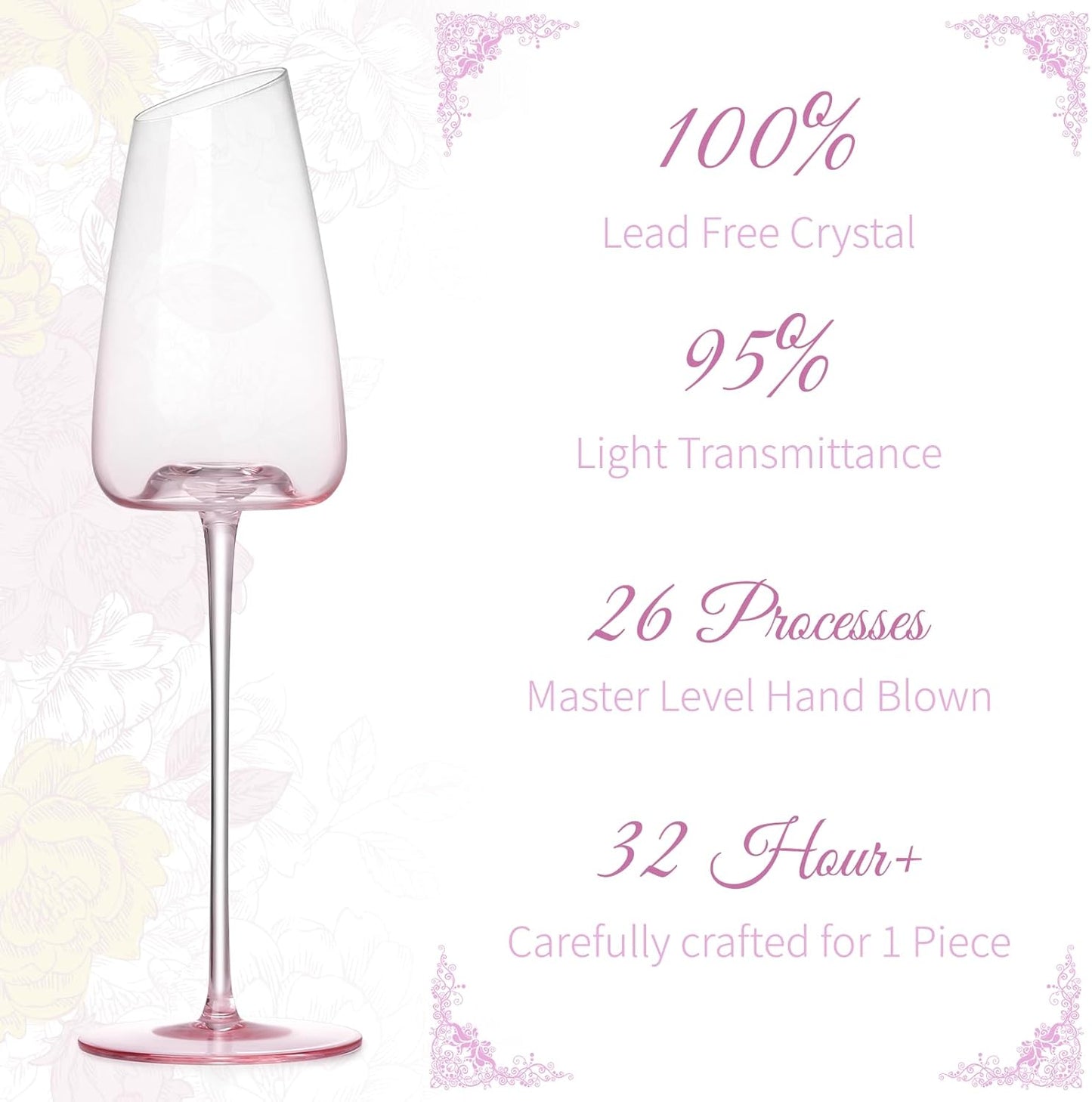 NUTRIUPS Pink Champagne Flutes Glasses