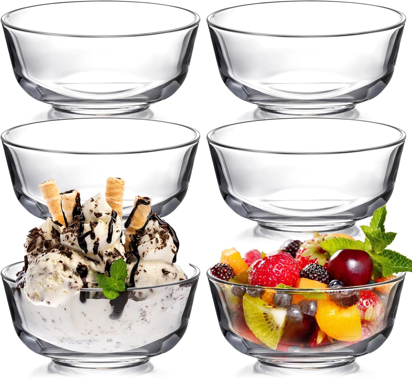 NUTRIUPS 4.5in/10oz Glass Bowls (Set of 6)