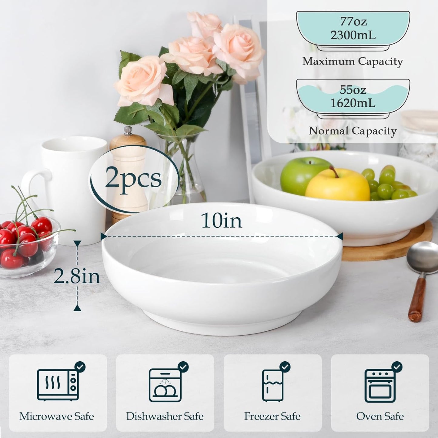 NUTRIUPS 10in/77oz Serving Bowls (Set of 2)