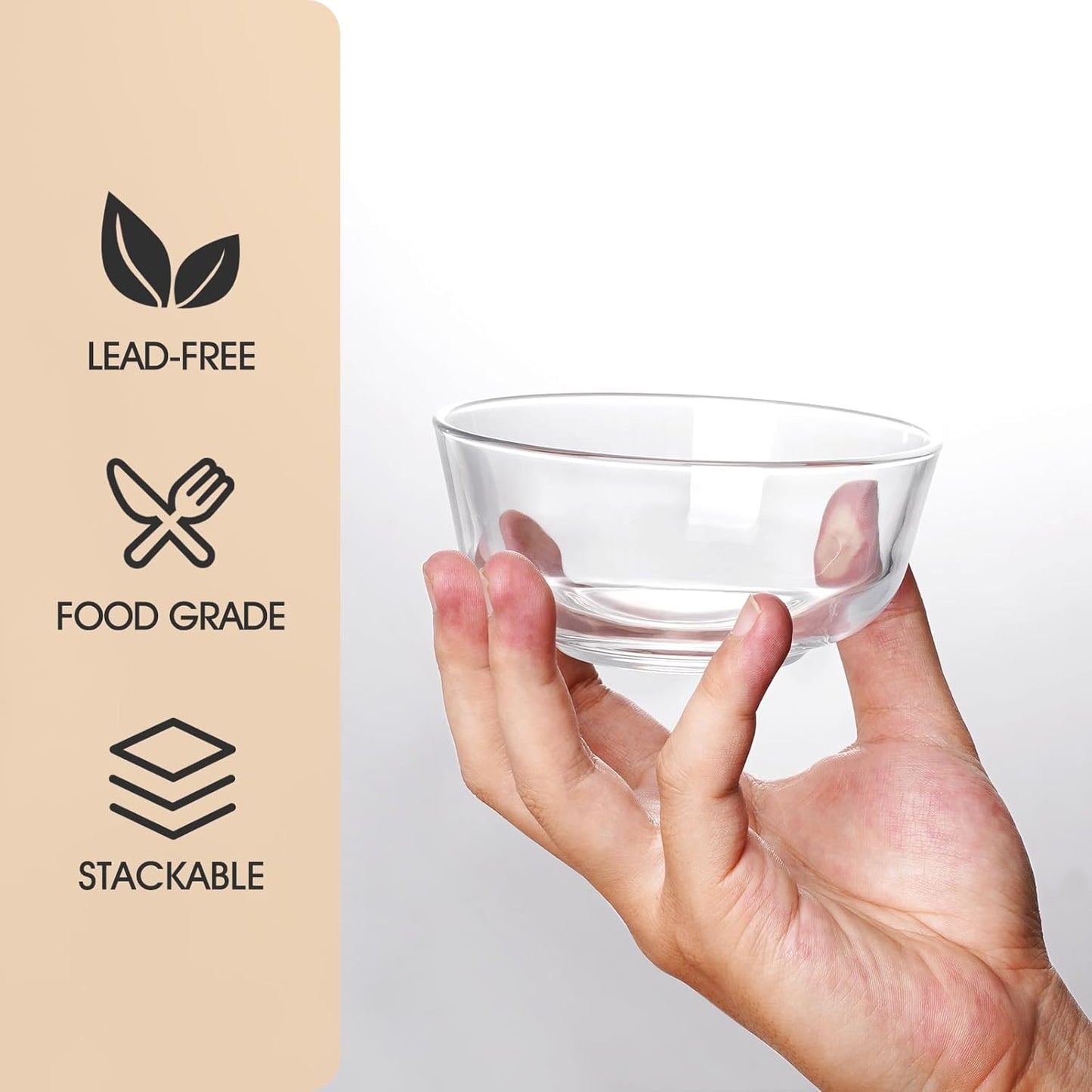 NUTRIUPS 4.5in/10oz Glass Bowls (Set of 6)