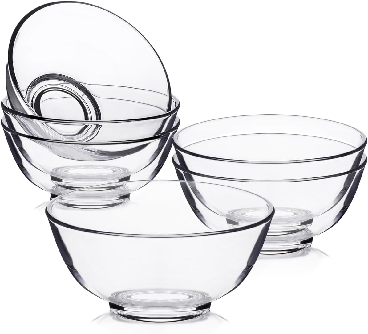 NUTRIUPS 10oz Small Glass Bowls Set of 6 (4.5in)