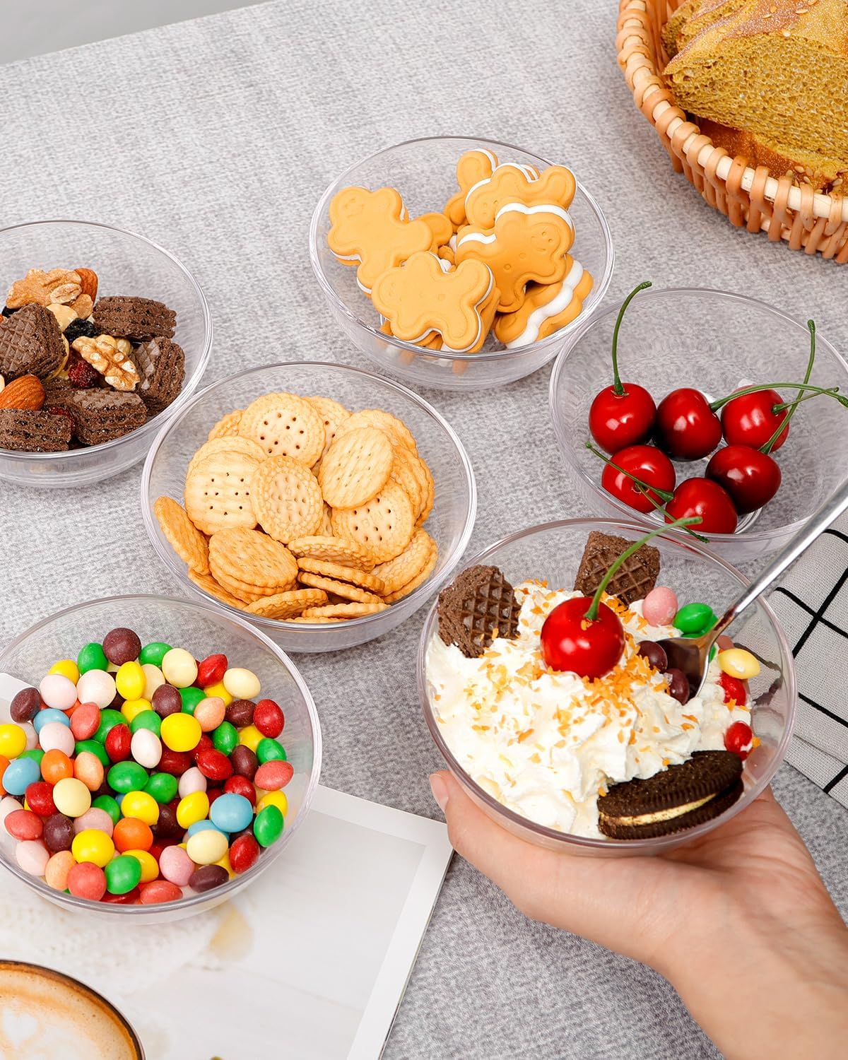 NUTRIUPS 10oz Small Glass Bowls Set of 6 (4.5in)