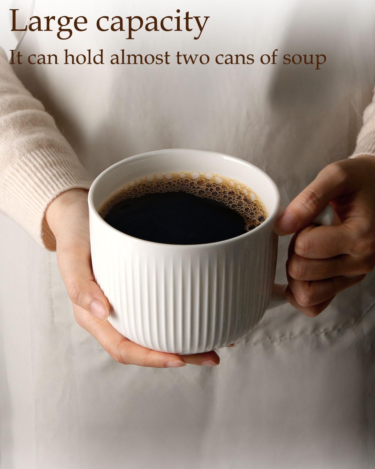 NUTRIUPS Soup Bowls with Handles, 900ml Microwave Soup Bowl with Lid, Soup Mug with Handles, Bowl for Ramen, Noodle, Porridge (White)