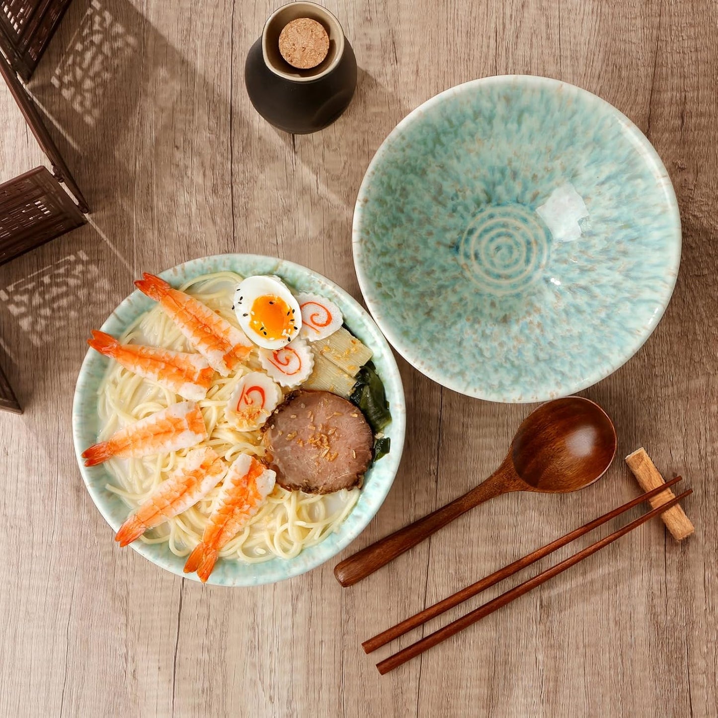 NUTRIUPS Ceramic Ramen Bowl Set of 2, 8 In/40oz (Forest)