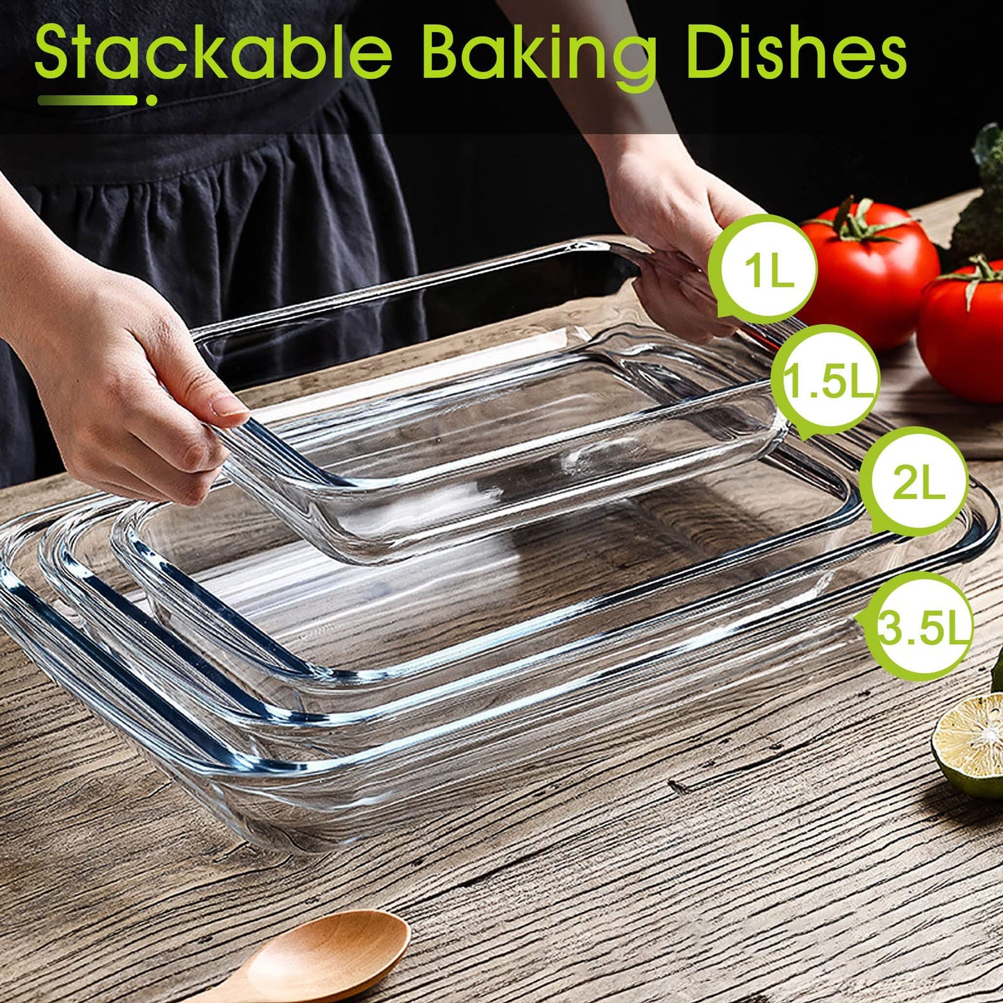 1 Liter Mini (5.5in x 8in) Glass Baking Dish for Oven
