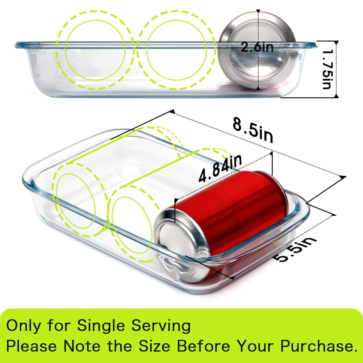 1 Liter Mini (5.5in x 8in) Glass Baking Dish for Oven