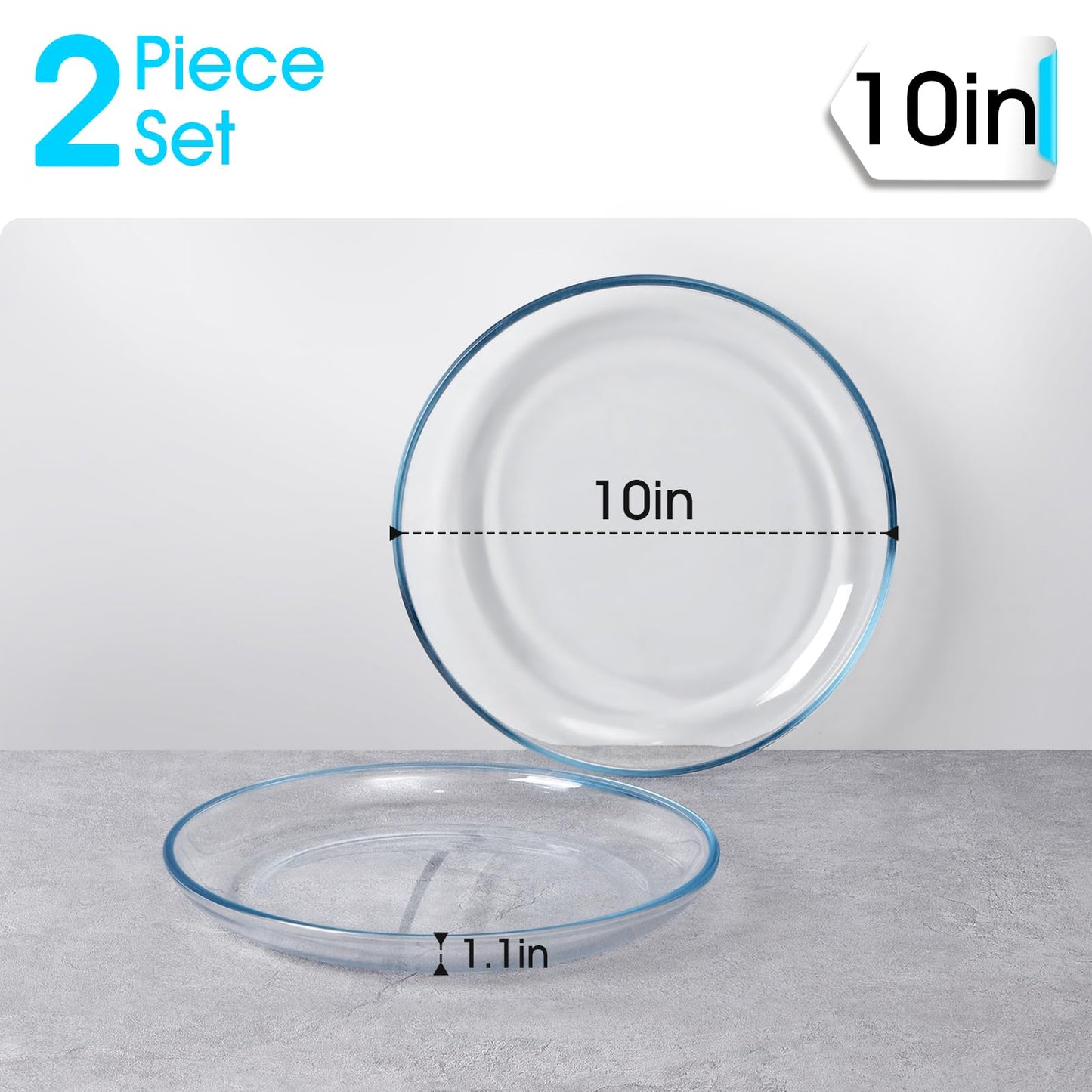NUTRIUPS 2 Pack 10 inch Glass Plates