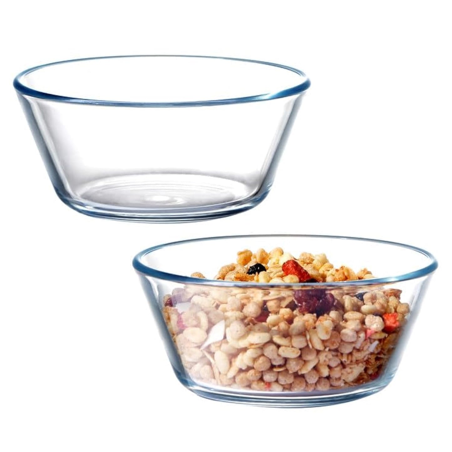 NUTRIUPS Flat Bottom 4.5in Small Clear Glass Bowls Set of 2, 12oz/0.4L