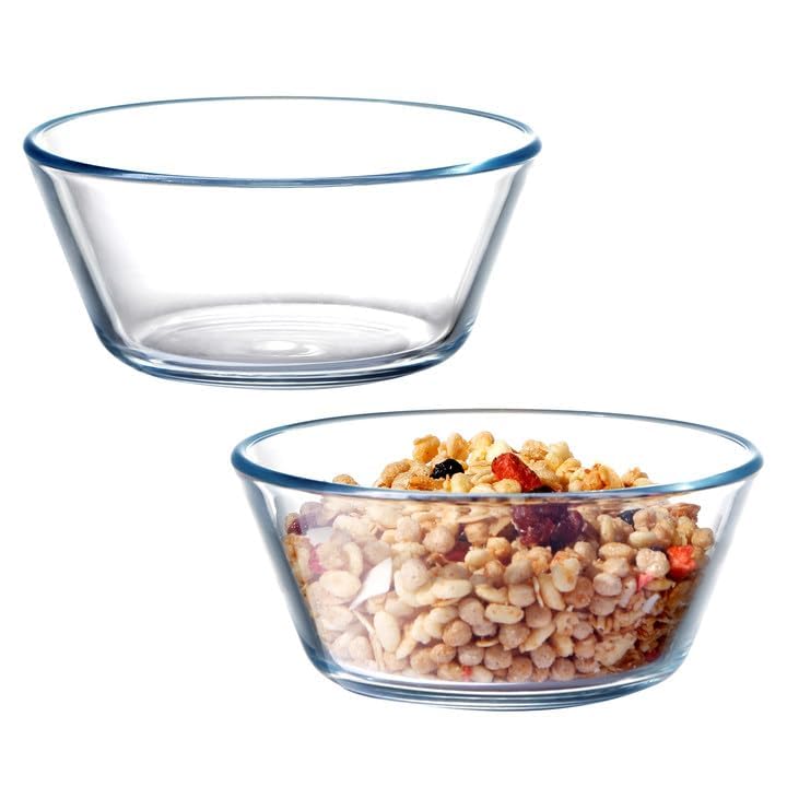 NUTRIUPS Flat Bottom 4.5in Small Clear Glass Bowls Set of 2, 12oz/0.4L