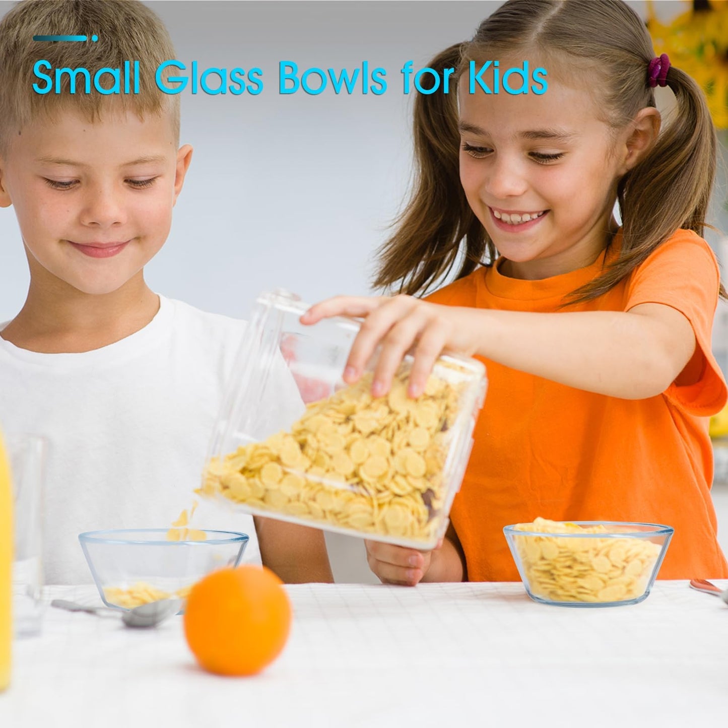 NUTRIUPS Flat Bottom 4.5in Small Clear Glass Bowls Set of 2, 12oz/0.4L