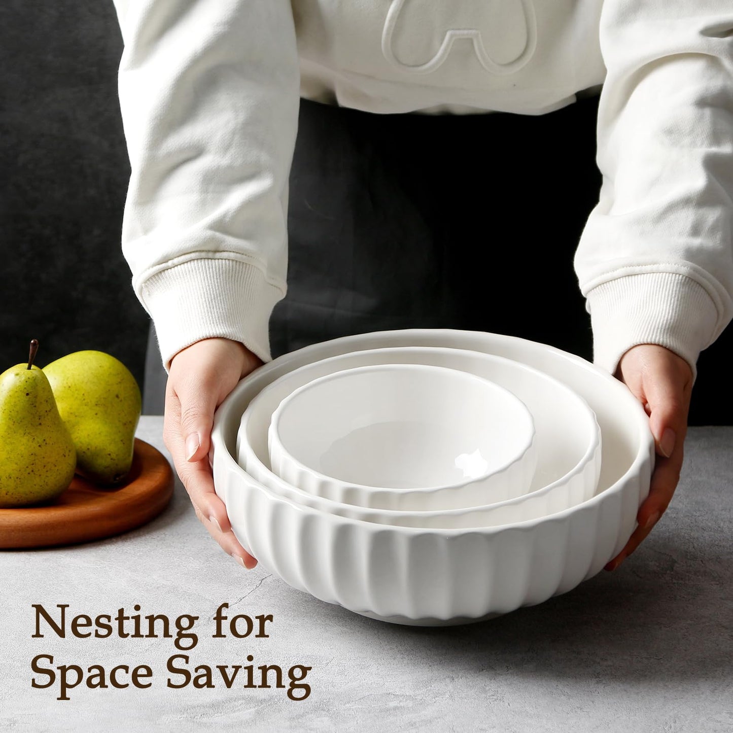 NUTRIUPS Serving Bowls, 84/50/23oz, 10/8/6 in, Set of 3