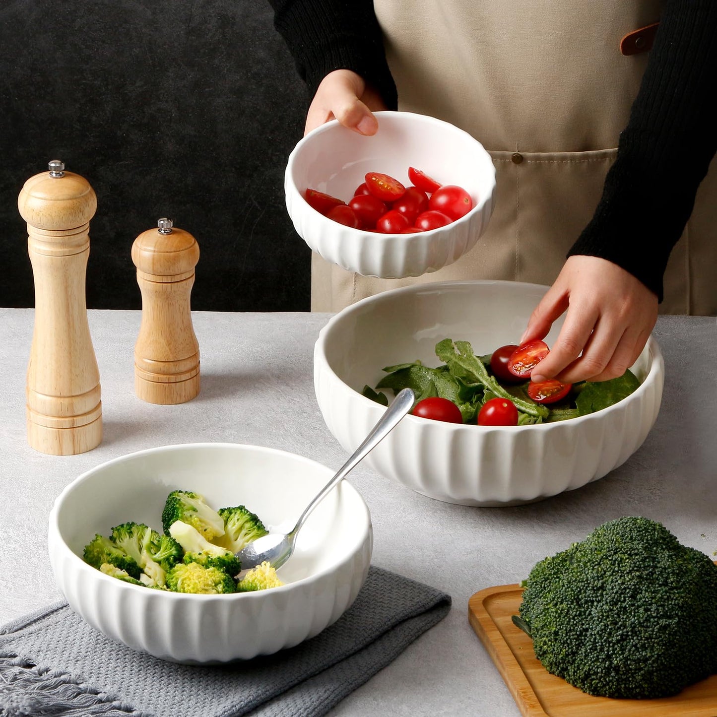 NUTRIUPS Serving Bowls, 84/50/23oz, 10/8/6 in, Set of 3