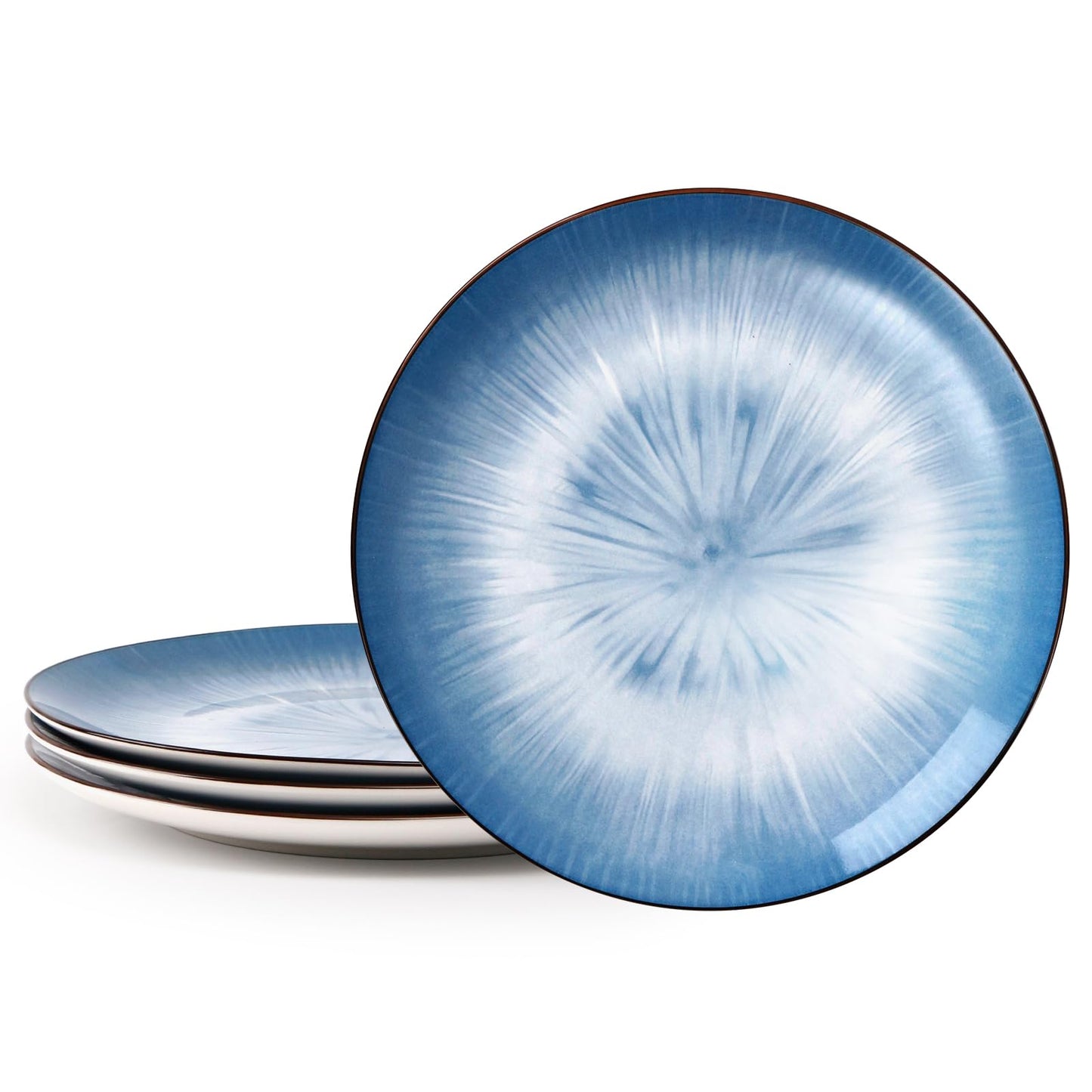 NUTRIUPS 10.5''Dinner Plates Set of 4, 26.5cm Dinner Plates Ceramic, Salad Plates, Blue Plates-Microwave & Dishwasher Safe