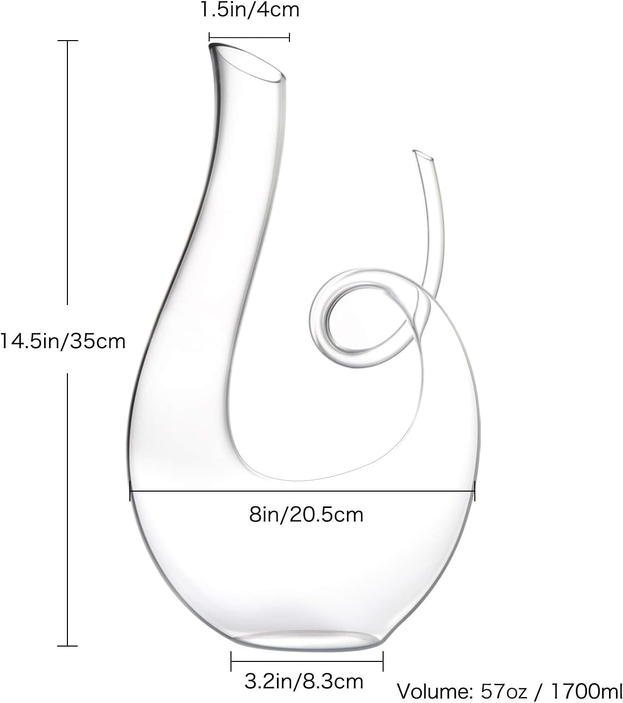 Wine Decanters by NUTRIUPS, 1.7L, Clear