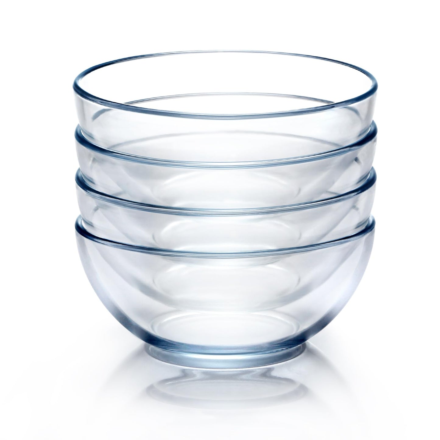 NUTRIUPS 7 Inch Medium Glass Prep Bowls, Tempered Glass Bowl Set of 4 Microwave and Oven Safe (7 inch, Set of 4)