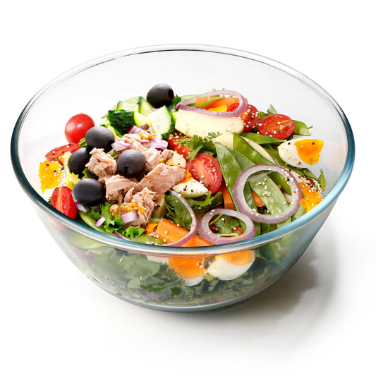 NUTRIUPS 4.7 Quart Large Glass Mixing Bowl, Clear Large Salad Bowls Glass Big Mixing Bowls for Kitchen