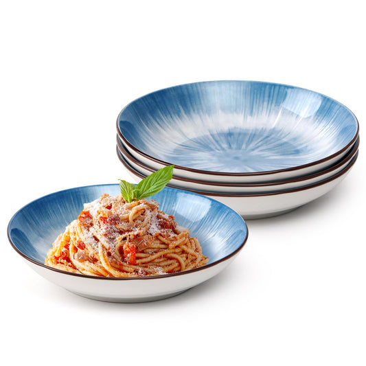 NUTRIUPS 10.5''Dinner Plates Set of 4, 26.5cm Dinner Plates Ceramic, Salad Plates, Blue Plates-Microwave & Dishwasher Safe