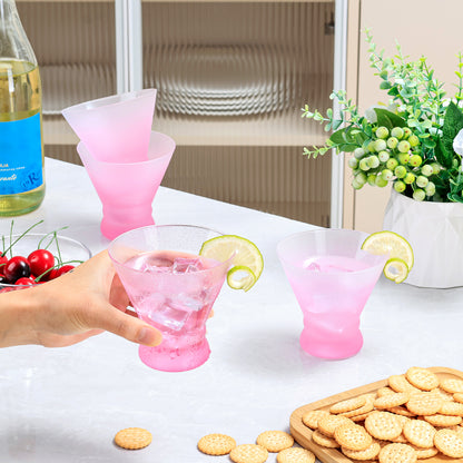 NUTRIUPS Pink Martini Glasses, Frosted Stemless Cocktail Glass, 8oz Matte Finish Glassware for Home Bar, Parties, Fingerprint-Resistant Drinkware Gifts for Women