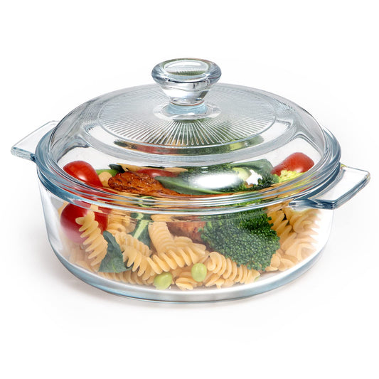 NUTRIUPS Mini Glass Casserole Dish with Lid Oven Safe Covered Round Casserole Dish 6" Glass Microwave Bowls With Lid Microwavable Cookware (26oz-Mini)