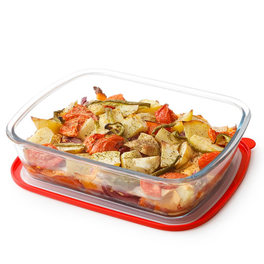 3 QT Rectangle Glass Baking Dish with Lid, 9x11-Inch Glass Pan for Cooking, LARGE and DEEP Baking Dish for Oven