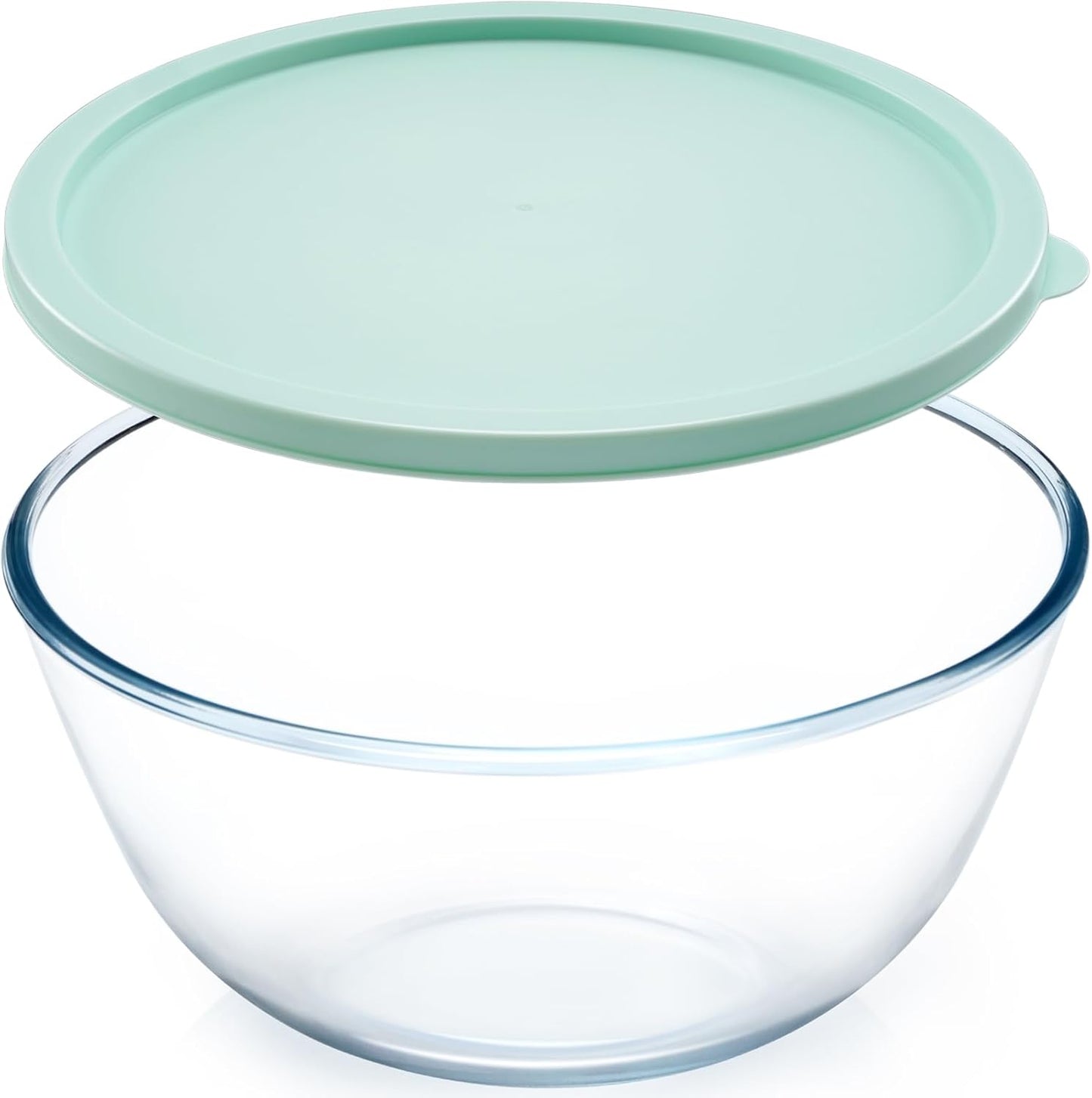 NUTRIUPS 4.7 Quart Large Glass Mixing Bowl with Lid, Deep Big Glass Bowl Large Salad Bowl (Horizon Green)