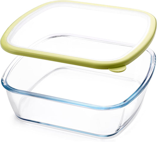 NUTRIUPS 9 x 9 Glass Baking Dish with Lid, 9 x 9 Baking Pan, 2.75QT LARGE and DEEP Baking Dish for Oven (Yellow, 2.6L)