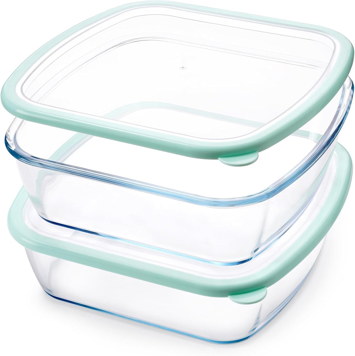 NUTRIUPS 9 x 9 Glass Baking Dish with Lid 2 Pack, Square Baking Pan, Glass Casserole Dish for Oven Dishwasher Safe, Baking Pan for Lasagna, Risotto (Green, 2 Pack, 2.6L)